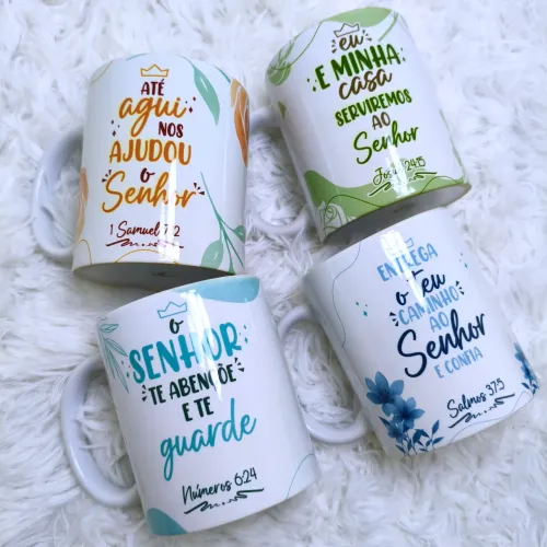 4 Canecas Personalizadas - Fé e Inspiração