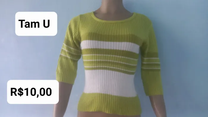 Blusa listrada verde e branca