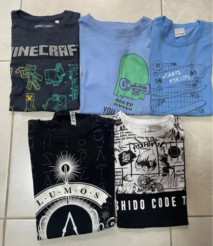 5 Camisetas Infantis - Minecraft, Skate, Harry Potter e Shido Code