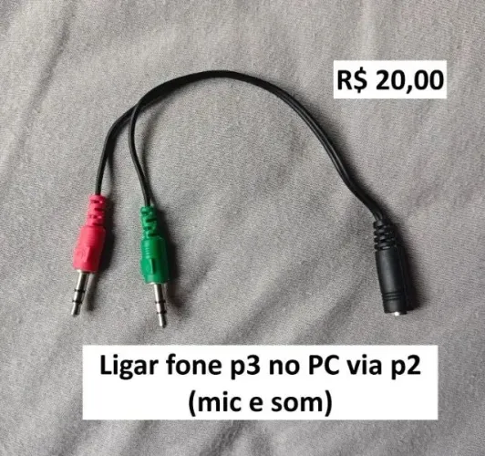 Cabo Adaptador P2 Fêmea + 2 P2 Macho