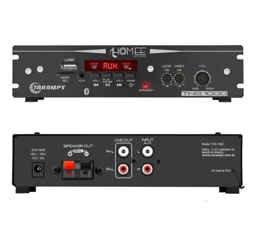 Receiver som ambiente Amplificador taramps THS 1000 com Bluetooth 100w rms