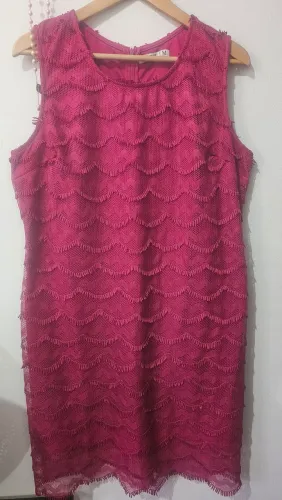 Vestido de renda forrado pink 44-46