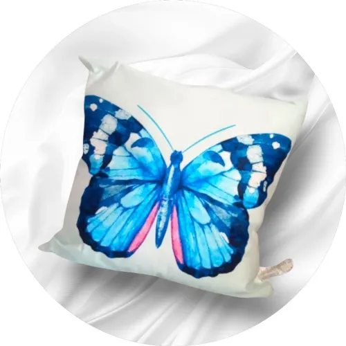 Capa para Almofada Decorativa Borboleta Azul