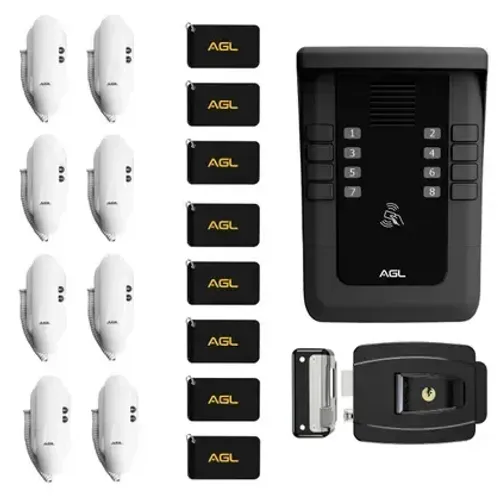 Kit porteiro coletivo 8 pontos s500 + al100 + tag agl