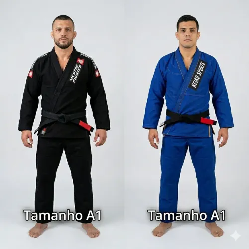 Kimonos BJJ Tamanho A1 - Mestre Fighter (Preto) e Keiko (Azul)