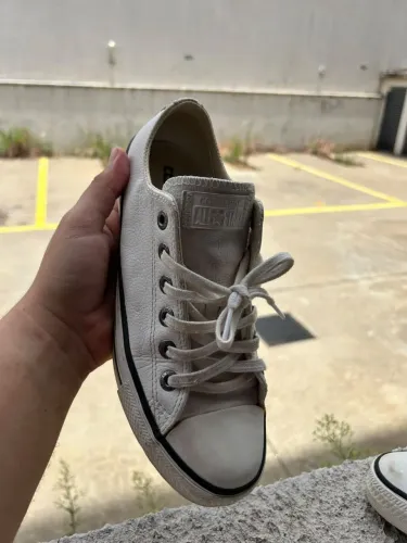 All star branco de couro