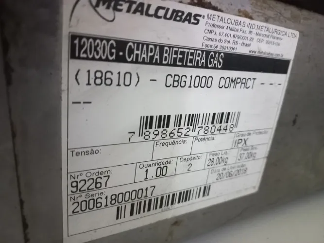 Chapa de hambúrguer MetalCubas 1 metro