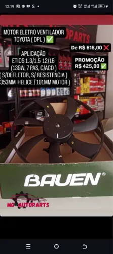 Motor eletro ventilador etios