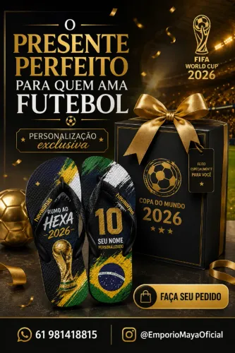 CHINELO PERSONALIZADO COPA DO MUNDO 2026 - O PRESENTE PERFEITO