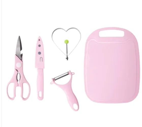 Kit Multiuso Para Cozinha Tábua Descascador tesoura e Faca