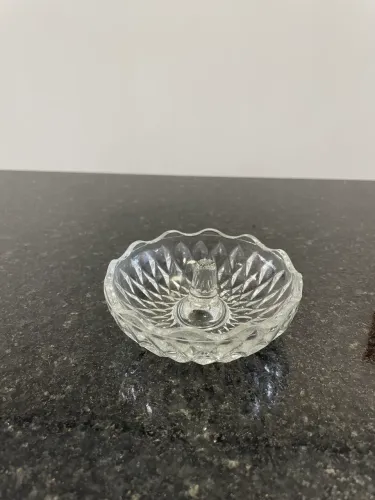 Porta-Anéis em Vidro Lapidado - 9 cm - Porta-Joias Decorativo