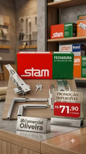 Fechadura Externa com Espelho Cromado 501/502-03 - Stam - Para Sete Lagoas