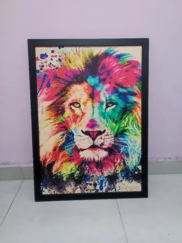 Quadro leão aquarela 