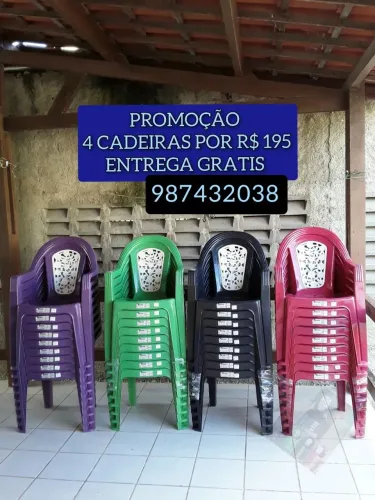CADEIRA DE PLASTICO 4 POR R$ 195 ENTREGAMOS HOJE 