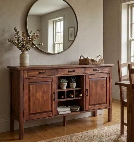 Aparador Adega Madeira Maciça Pinus 2 Portas Sofisticado Rustica Buffet Sala Armário imbui