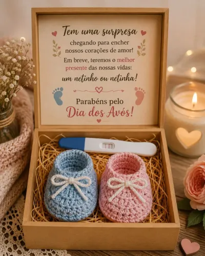 Caixa personalizada anúncio de gravidez