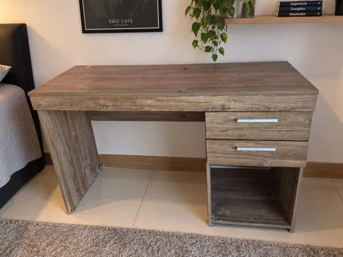 Mesa para Escritório/Estudos com 2 Gavetas - Madeira