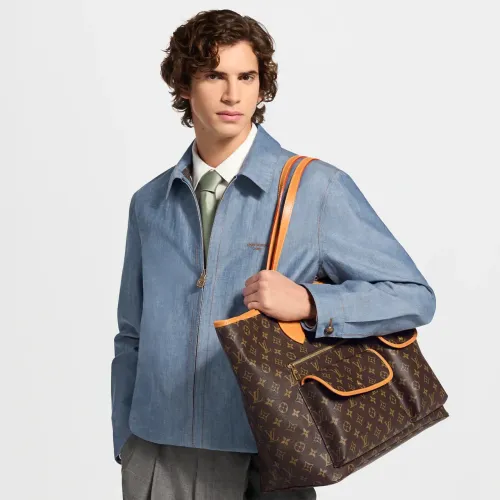 Bolsa de couro legítimo modelo neverfull cargo italiana da Louis Vuitton 