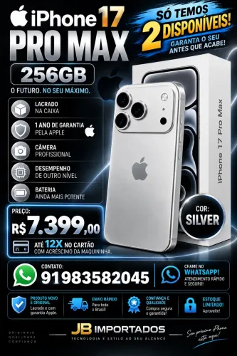 iPhone 17 pro max, 256 gb, lacrado, silver