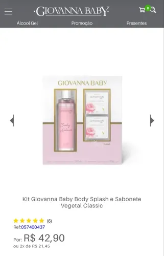 1 por R$35 / 2 por R$55 Kit Giovana Baby dia dos namorados