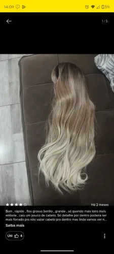 Peruca wig Lace Loira Preta Lisa Com Franja Cabelo Orgânico mega hair, cabelo