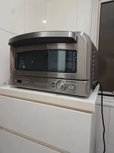 Forno de Pizza Portátil de Bancada em Aço Inoxidável Cuisinart CPZ120, 110V 1800W Prata.