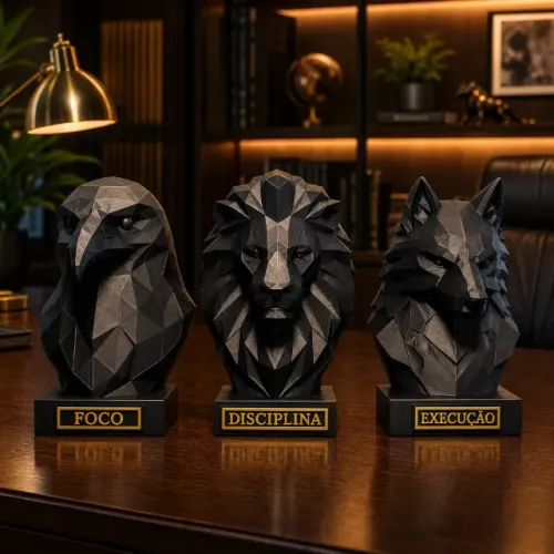 Kit Trio do Sucesso: Esculturas Premium Foco, Disciplina e Execução - 10cm