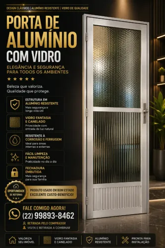 PORTA DE ALUMÍNIO COM VIDRO