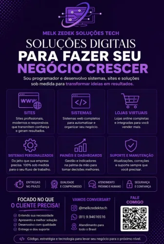 Programador | Sistemas e sites sob medidas para o seu negócio 
