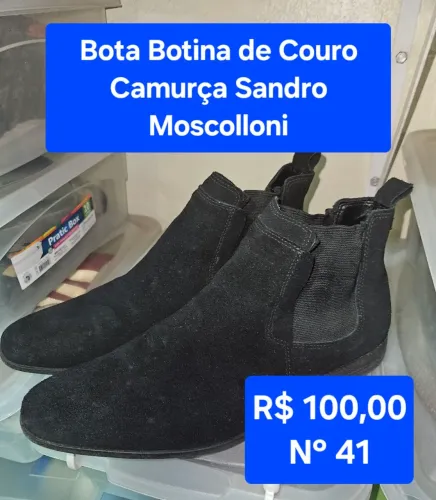 Botina Bota de Couro Camurça Sandro Moscolloni