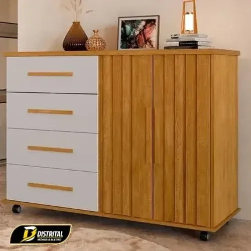 Cômoda 2 Portas e 4 Gavetas Ripado Lady Promoção