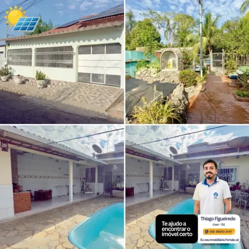 VENDO CASA 844m² terreno, 243m² construidos, 4 quartos, 1 suíte, piscina, energia solar