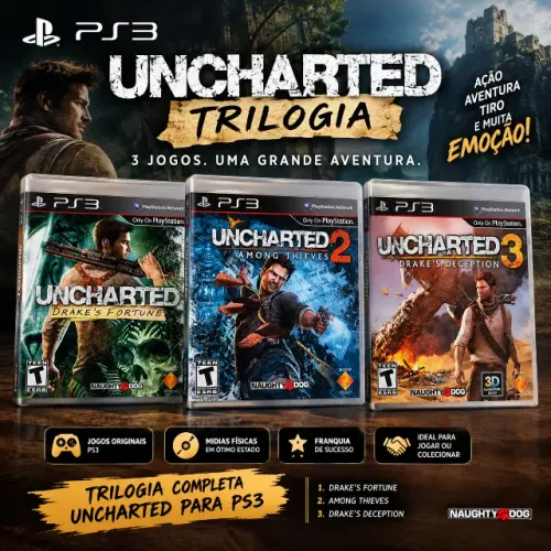TRILOGIA UNCHARTED PARA PS3 ? 3 JOGOS EM UM LOTE!