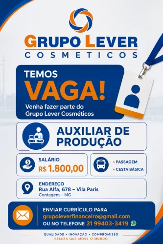 VAGA AUXILIAR DE PRODUÇAO