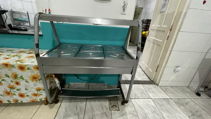 buffet térmico self-service com 6 cubas em inox