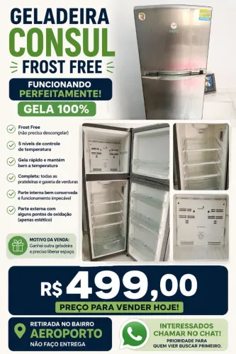 Geladeira Consul gelando 100% - R$ 499 pra sair HOJE (retirada imediata)