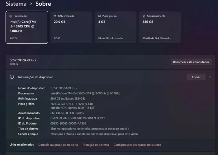Core i5 20gb de ram