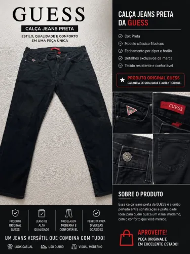 CALÇA JEANS PRETA GUESS ORIGINAL
