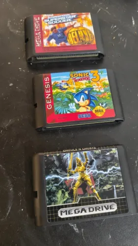 Lote com 3 Jogos Retro para Mega Drive - Repro