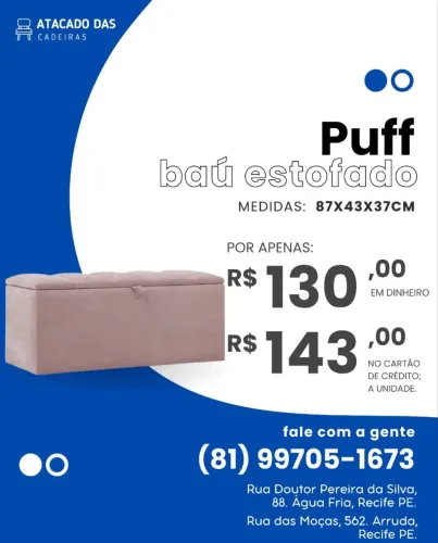 Puff Baú é no Atacado das Cadeiras 