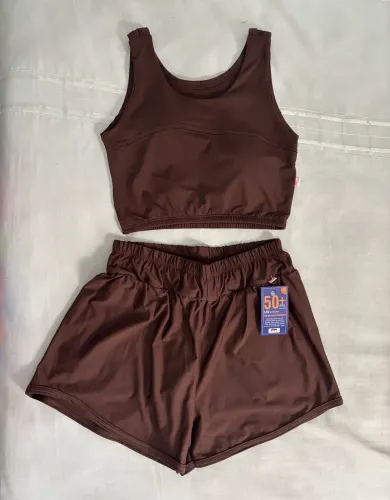 Conjunto short duplo marrom