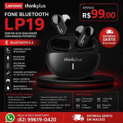 FONE BLUETOOTH LENOVO THINKPLUS LP19