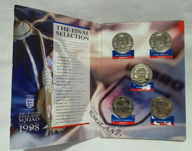 5x moedas seleção inglesa 1998 oficial
