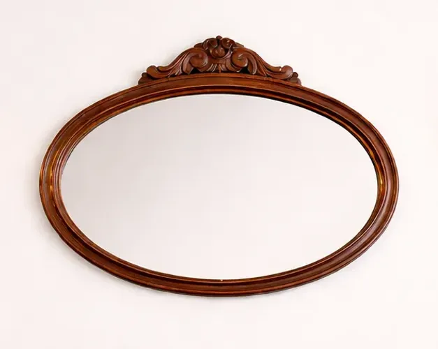 Espelho Oval Clássico em Jacarandá - Peça de Antiquário Impecável