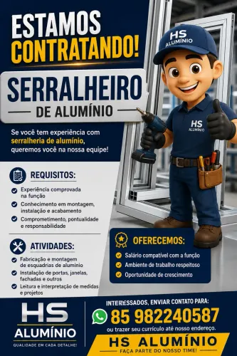 VAGA PARA SERRALHEIRO DE ALUMÍNIO
