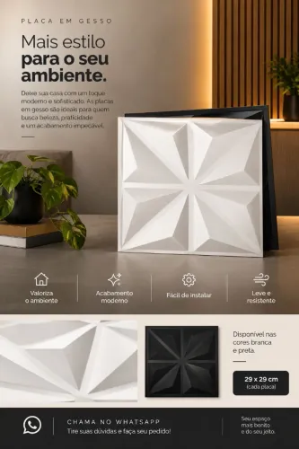 Placa em gesso para decoração