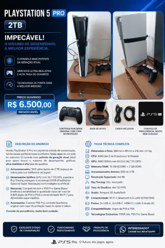  PlayStation 5 Pro (PS5 Pro) 2TB - Impecável!