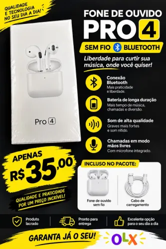 Fone sem fio (Bluetooth) PRO4