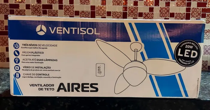 VENTILADOR DE TETO VENTISOL AIRES - NOVO!