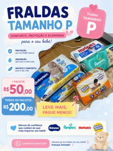 Fraldas P por 50$